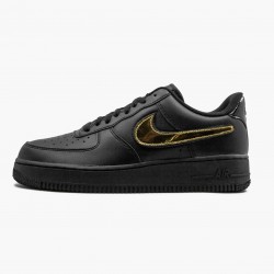 Nike Air Force 1 Black Metallic Gold Removable Swoosh Pack CT2252 001 Women And Men Sports Shoes