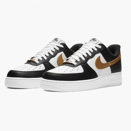 Nike Air Force 1 Low Black White Metallic Gold CZ9189 001 Women And Men Sports Shoes