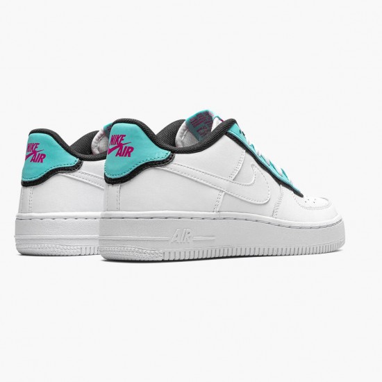 Nike Air Force 1 Low GS Double Layer Aqua Black BV1084 100 Womens Sports Shoes