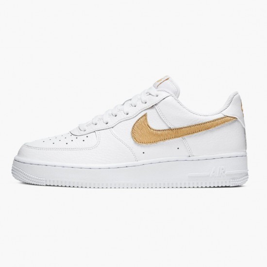 Nike Air Force 1 Low Pony Hair Snakeskin Club Gold CW7567 101 Women And Men Sports Shoes