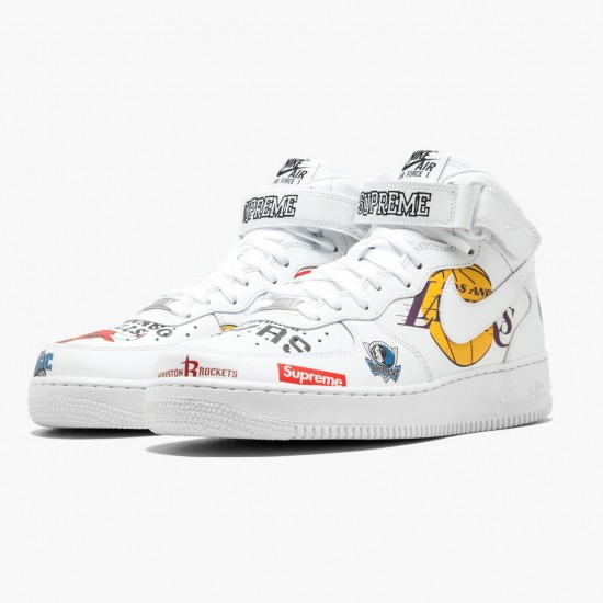 Nike Air Force 1 Mid Supreme NBA White AQ8017 100 Women And Men Sports Shoes