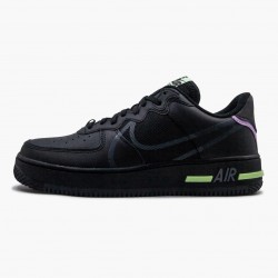 Nike Air Force 1 React Black Violet Star Barely Volt CD4366 001 Women And Men Sports Shoes