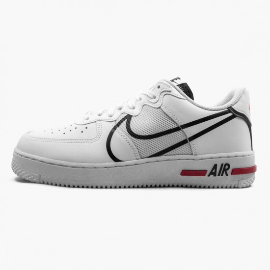 Nike Air Force 1 React White Black Red CD4366 100 Women And Men Sports Shoes