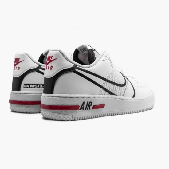 Nike Air Force 1 React White Black Red CD4366 100 Women And Men Sports Shoes