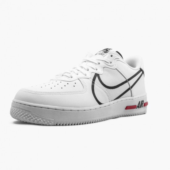 Nike Air Force 1 React White Black Red CD4366 100 Women And Men Sports Shoes