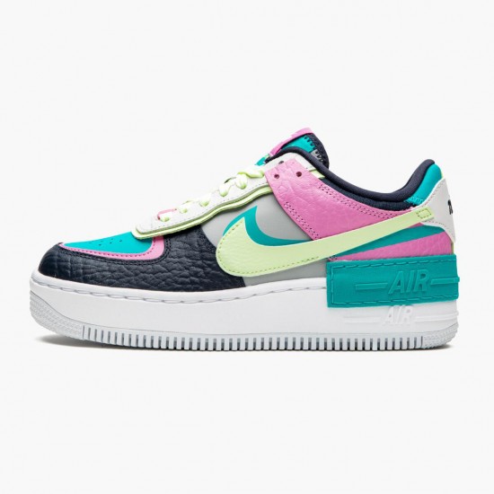 Nike Air Force 1 Shadow Barely Volt Oracle Aqua CK3172 001 Womens Sports Shoes