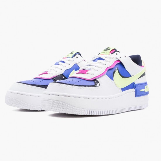 Nike Air Force 1 Shadow White Sapphire Barely Volt CJ1641 100 Womens Sports Shoes