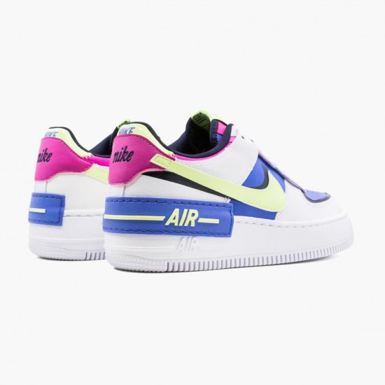 Nike Air Force 1 Shadow White Sapphire Barely Volt CJ1641 100 Womens Sports Shoes