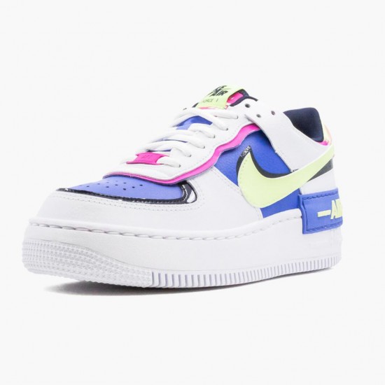 Nike Air Force 1 Shadow White Sapphire Barely Volt CJ1641 100 Womens Sports Shoes