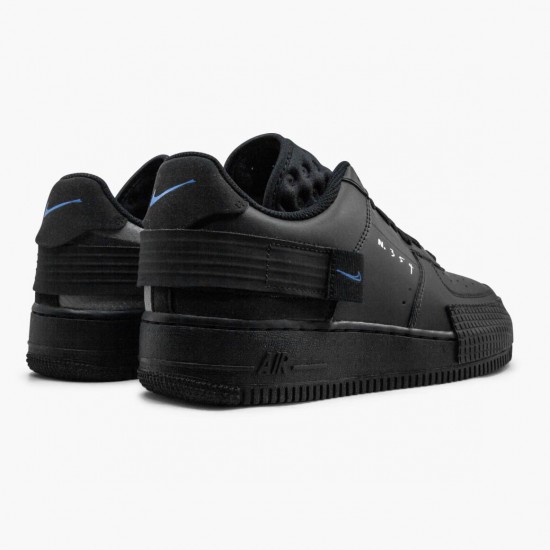 Nike Air Force 1 Type Black Royal AT7859 001 Women And Men Sports Shoes