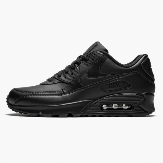 Nike Air Max 90 Leather Black 302519 001 Women And Men Running Shoes 