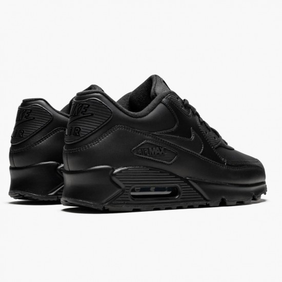 Nike Air Max 90 Leather Black 302519 001 Women And Men Running Shoes 