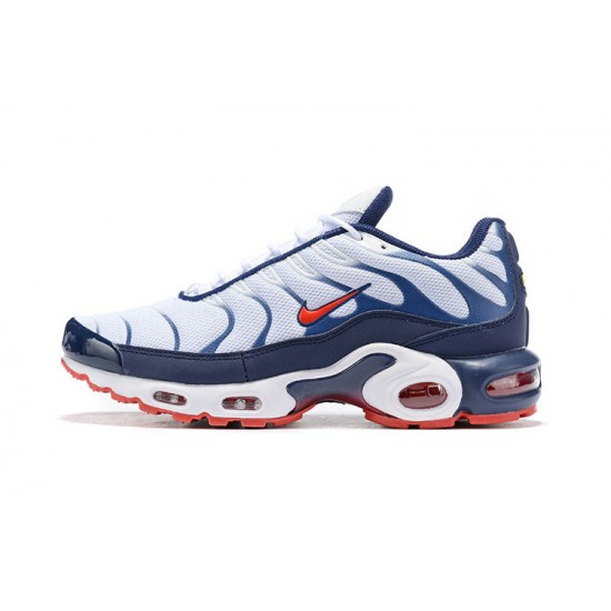 Air Max Plus Tn QS White Blue and Red Running Shoes Men's