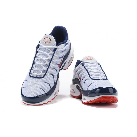 Air Max Plus Tn QS White Blue and Red Running Shoes Men's