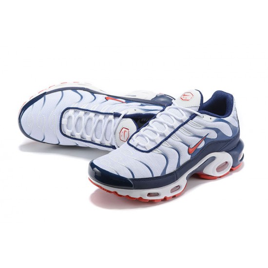 Air Max Plus Tn QS White Blue and Red Running Shoes Men's