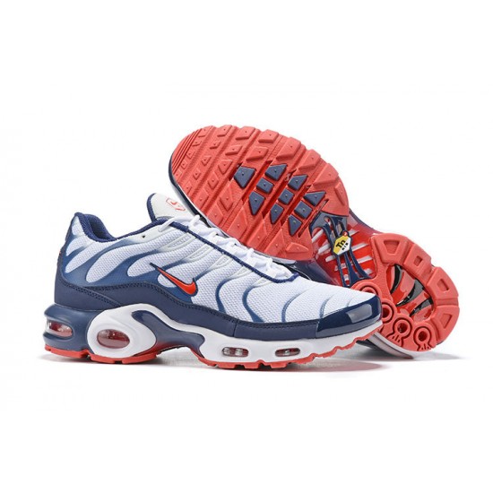 Air Max Plus Tn QS White Blue and Red Running Shoes Men's