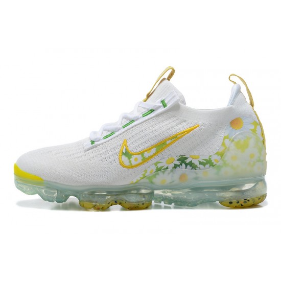 Air VaporMax 2021 Flyknit White Yellow Running Shoes Women's/Men's