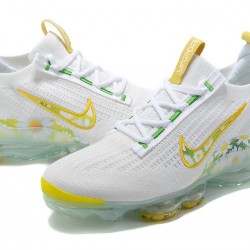 Air VaporMax 2021 Flyknit White Yellow Running Shoes Women's/Men's