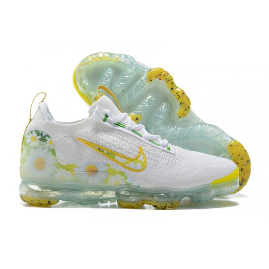 Air VaporMax 2021 Flyknit White Yellow Running Shoes Women's/Men's