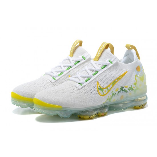 Air VaporMax 2021 Flyknit White Yellow Running Shoes Women's/Men's