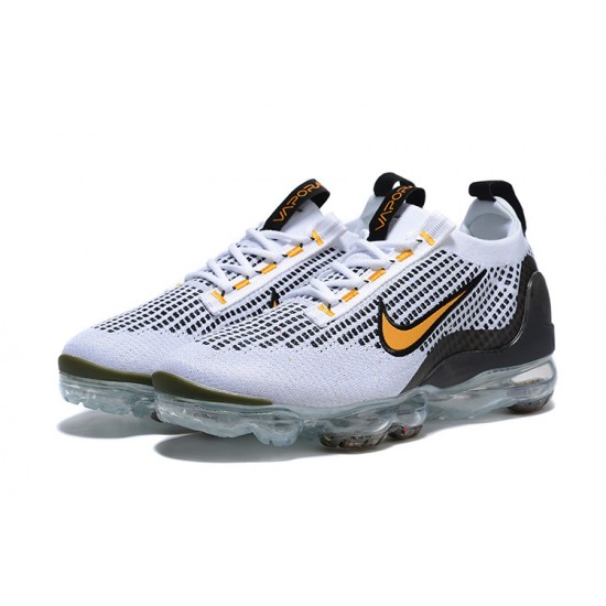 Air VaporMax 2021 Flyknit White Yellow and Black Running Shoes Women's/Men's