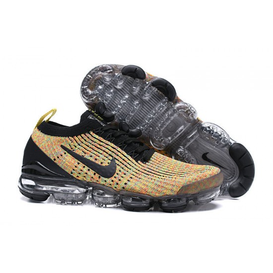 Air VaporMax Flyknit 3 Black Yellow  AJ6900-006 Running Shoes Women's/Men's