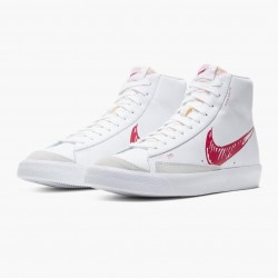 Nike Blazer Mid 77 Sketch White Red CW7580 100 Women And Men Sports Shoes