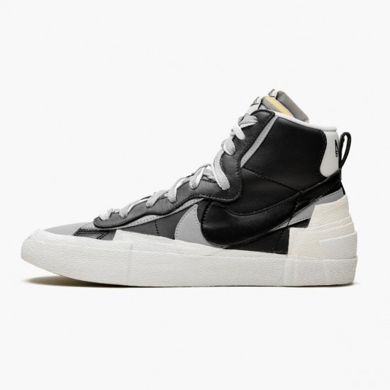 Nike Blazer Mid sacai Black Grey BV0072 002 Women And Men Sports Shoes