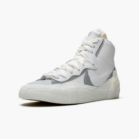 Nike Blazer Mid sacai White Grey BV0072 100 Women And Men Sports Shoes