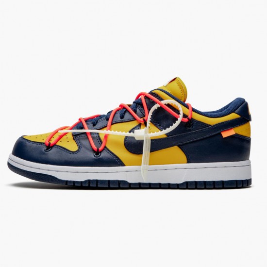 Nike Dunk Low Off White University Gold Midnight Navy CT0856 700 Women And Men Sports Shoes