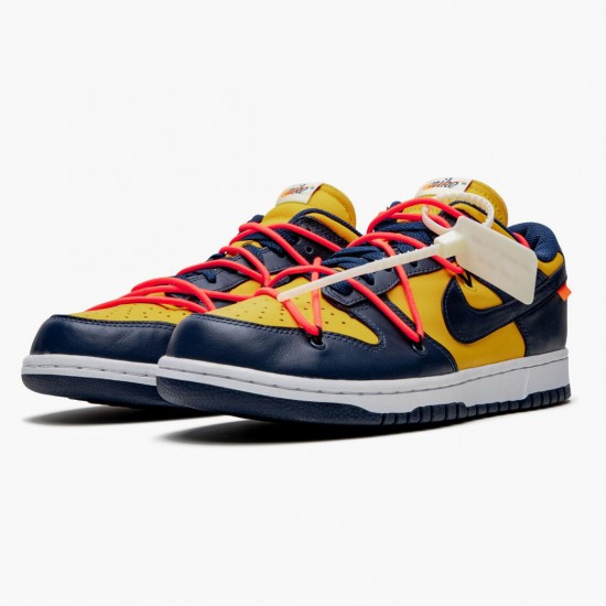 Nike Dunk Low Off White University Gold Midnight Navy CT0856 700 Women And Men Sports Shoes