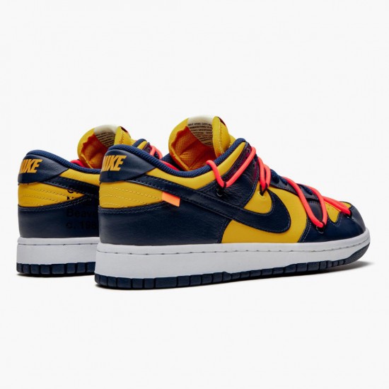 Nike Dunk Low Off White University Gold Midnight Navy CT0856 700 Women And Men Sports Shoes