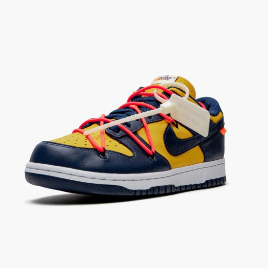 Nike Dunk Low Off White University Gold Midnight Navy CT0856 700 Women And Men Sports Shoes