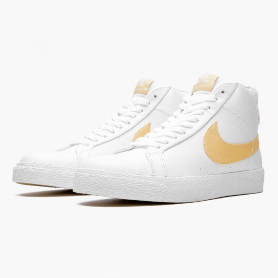 Nike SB Zoom Blazer Mid White Celestial Gold CJ6983 102 Women And Men Sports Shoes