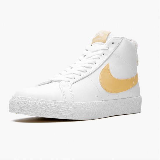 Nike SB Zoom Blazer Mid White Celestial Gold CJ6983 102 Women And Men Sports Shoes