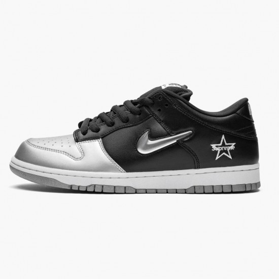 Nike SB Dunk Low Supreme Jewel Swoosh Silver CK3480 001 Women And Men Sports Shoes