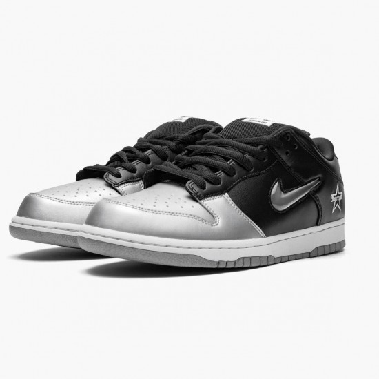 Nike SB Dunk Low Supreme Jewel Swoosh Silver CK3480 001 Women And Men Sports Shoes