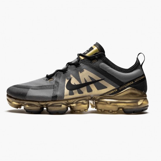 Nike Air VaporMax 2019 Black Metallic Gold AR6631 002 Women And Men Running Shoes 