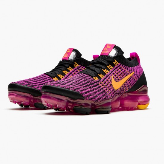 Nike Air VaporMax Flyknit 3 Laser Fuchsia Laser Orange AJ6910 600 Womens Running Shoes 