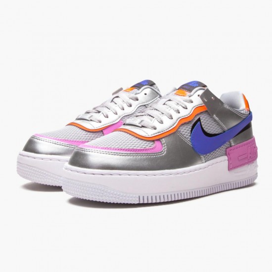 Wmns Air Force 1 Shadow Metallic Silver Running Shoes CW6030-001