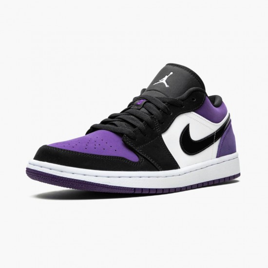 Air Jordan 1 Low "Court Purple" Unisex Basketball Shoes 553558 125 White/Black-Court Purple AJ1 Jordan Sneakers