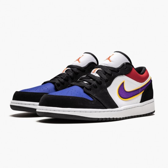 Air Jordan 1 Low "Lakers Top 3" Unisex Basketball Shoes CJ9216 051 Black/Field Purple-White AJ1 Jordan Sneakers