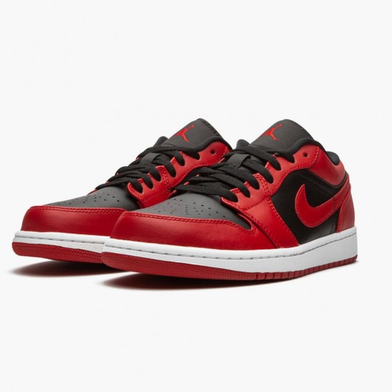 Air Jordan 1 Retro Low "Reverse Bred" Unisex Basketball Shoes 553558 606 Gym Red/Black-Gym Red-White AJ1 Jordan Sneakers