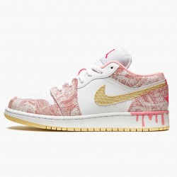 Air Jordan 1 Low SE GS "Paint Drip" Arctic Punch CW7104 601 Womens AJ1 Jordan Sneakers