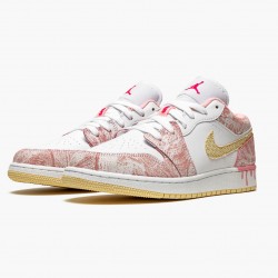 Air Jordan 1 Low SE GS "Paint Drip" Arctic Punch CW7104 601 Womens AJ1 Jordan Sneakers