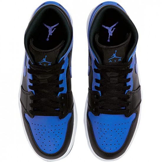 Air Jordan 1 Mid "Hyper Royal" Tumbled Leather 554724-077 AJ1 Mens/Womens Jordan Shoes