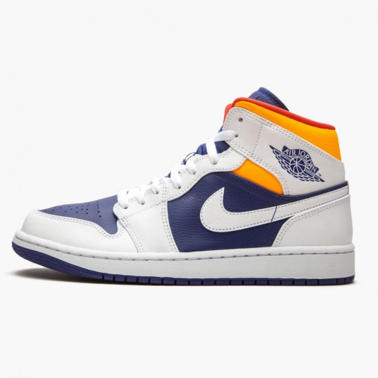 Air Jordan 1 Mid "Royal Blue Laser Orange" AJ1 Womens And Mens Sneakers 554724 131