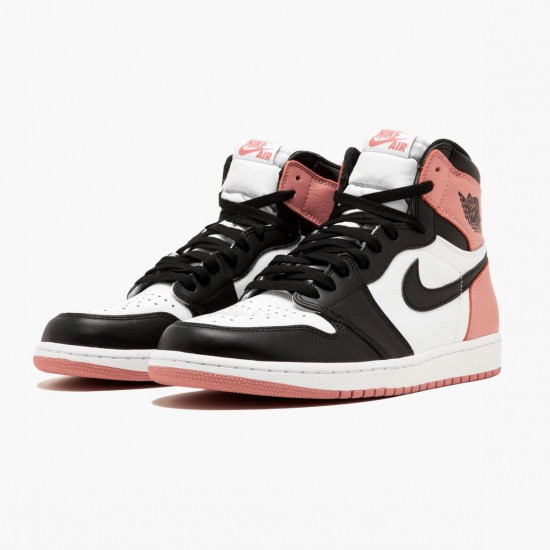 Air Jordan 1 Retro High "Rust Pink" Unisex Basketball Shoes White/Black-Rust Pink 861428 101 AJ1 Jordan Sneakers