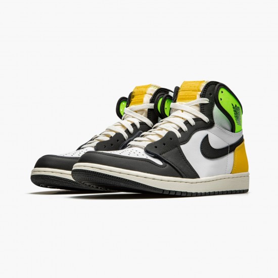 Air Jordan 1 Retro High White Black "Volt University Gold" Basketball Shoes 555088 118 AJ1 Sneakers