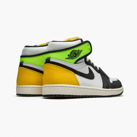 Air Jordan 1 Retro High White Black "Volt University Gold" Basketball Shoes 555088 118 AJ1 Sneakers